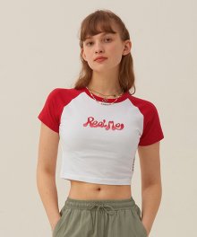 두들 체리 래글런 숏 슬리브 티셔츠 [레드]