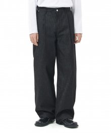 REAL WIDE ONE TUCK DENIM CRUDE BLACK / WIDE