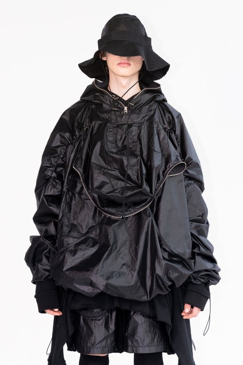 Black hooded cheap anorak jacket