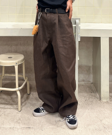 REAL WIDE ONE TUCK DENIM BROWN / WIDE