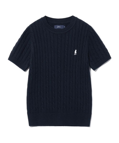 예일() 우먼즈 헤리티지 댄 케이블 라운드 반팔 니트 네이비 상품 이미지