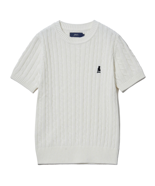 예일() 우먼즈 헤리티지 댄 케이블 라운드 반팔 니트 아이보리 상품 이미지