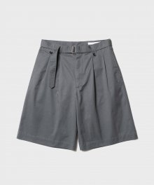 BELTED WIDE SHORTS (GREY)