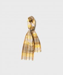 LINEN SILK CHECK SCARF (YELLOW)