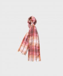 LINEN SILK CHECK SCARF (PINK)