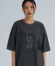해피콜리 피그먼트 코튼 하프 티셔츠 차콜