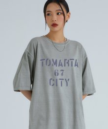 토마타 피그먼트 코튼 하프 티셔츠 라이트그레이