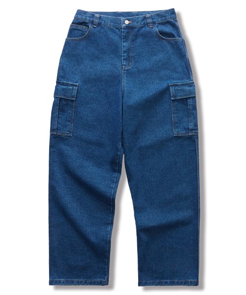CARGO DENIM PANTS - MID INDIGO