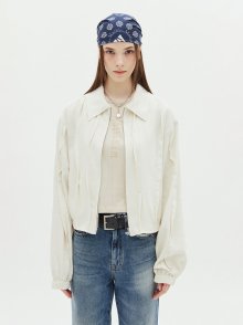 RAW CUTTING ROUGH BOMBER JACKET IN IVORY