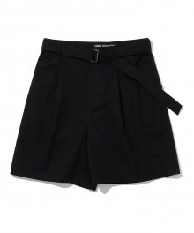 belted cotton shorts black