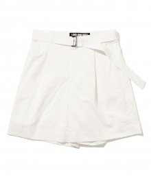 belted cotton shorts off white