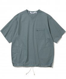 22ss button henlyneck s/s tee blue grey