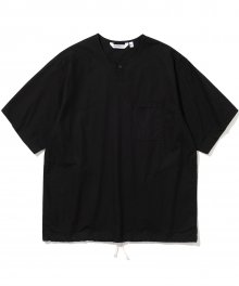 22ss button henlyneck s/s tee black