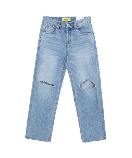 Destroyed wide denim pants