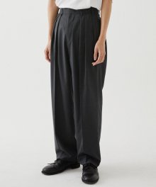 8 PLEATES WIDE TROUSERS (CHARCOAL)