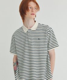 [22SS clove] Stripe Terry Polo Shirt (White)