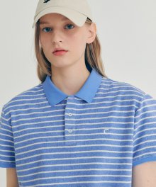 [22SS clove] Stripe Terry Polo Shirt (Blue)