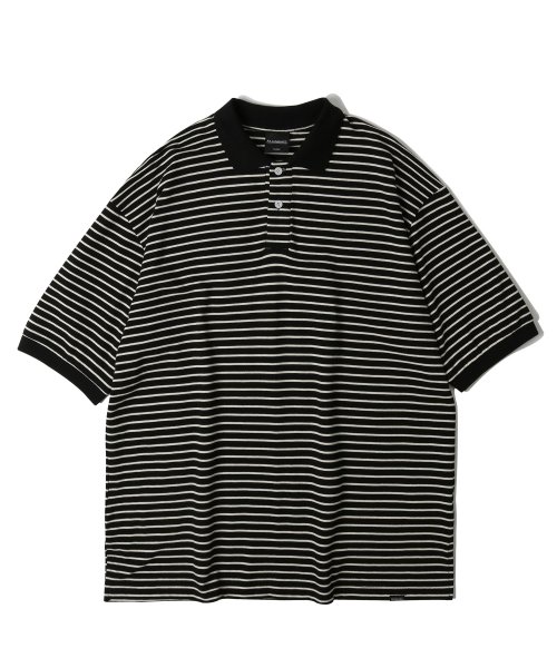 Black and white cheap striped polo shirt