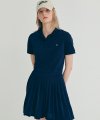 [22SS clove] Pique Pleated Polo Dress (Navy)