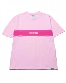 스트라이프 로고 반팔 티셔츠(핑크)
