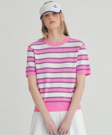 [22SS clove] Boucle Striped Knit (Pink)