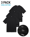 와릿이즌(WHATITISNT) 쿨 코튼 3PACK 로고 반팔 티셔츠 블랙
