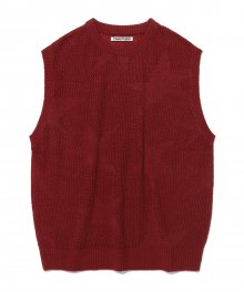 STAR-CHECKERED KNIT VEST [RED]