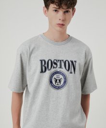 보스턴 로고 반팔 티셔츠 그레이