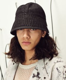 [unisex]ROUND BLACK DENIM BUCKET HAT