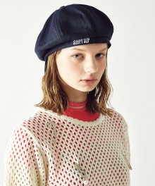 [unisex]LINEN SIGNATURE NAVY NEWSBOY CAP