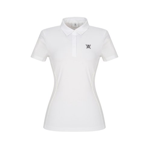 женское перфорированное блочное короткие рукав t-shirt AGCMWTS02_WH