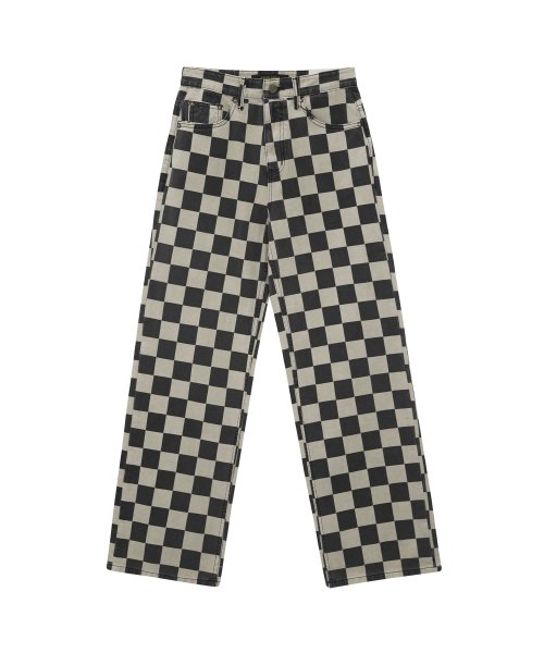 Queen chess pigment wide pants(Beige)