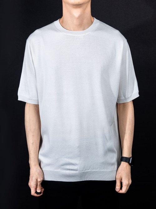 골드퍼센트(goldpercent) 슬림 슬리브포인트 베이직 여름 라운드 반팔니트(아이보리)