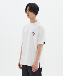 퀘션마크 오버핏 반팔 티셔츠 화이트 (White)