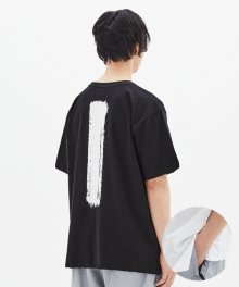 페인팅 로고 그래픽 오버핏 반팔 티셔츠 검정 (Black)