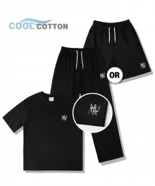 [SET] Cool cotton Needlework 1/2 T-shirts_Black