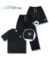 [SET]  Cool cotton Needlework 1/2 T-shirts_Navy