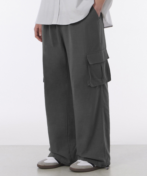 Wide summer cargo jogger pants charcoal