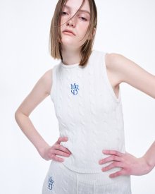CABLE TOP SLEEVELESS MRCD_WHITE BLUE