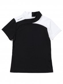 변형에리 터틀 여성 반팔 티셔츠  [BLACK]