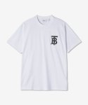 버버리(BURBERRY) 여성 모노그램 모티프 오버사이즈 반소매 티셔츠 - 화이트 / 8017473