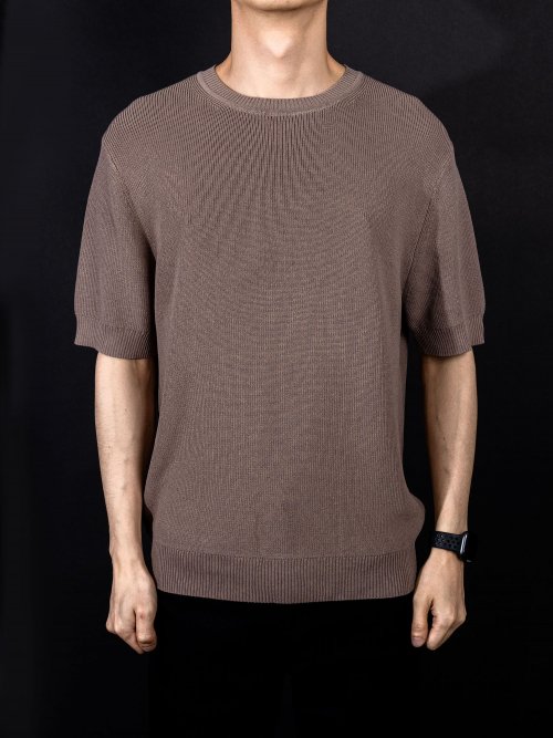 골드퍼센트(goldpercent) 베이직 슬리브포인트 라운드 여름 반팔니트(브라운)