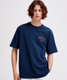 UNISEX PALM SPRING 네이비 스몰로고 포인트 반팔 라운드 티셔츠 (DWTS2B990N3)