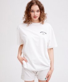 UNISEX PALM SPRING 아이보리 스몰로고 포인트 반팔 라운드 티셔츠 (DWTS2B990IV)