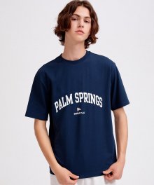 PALM SPRING 네이비 빅로고 포인트 반팔 라운드 티셔츠 (DWTS2B991N3)