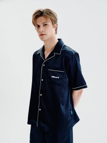 Satin Pajama Half Sleeved Shirt_Navy