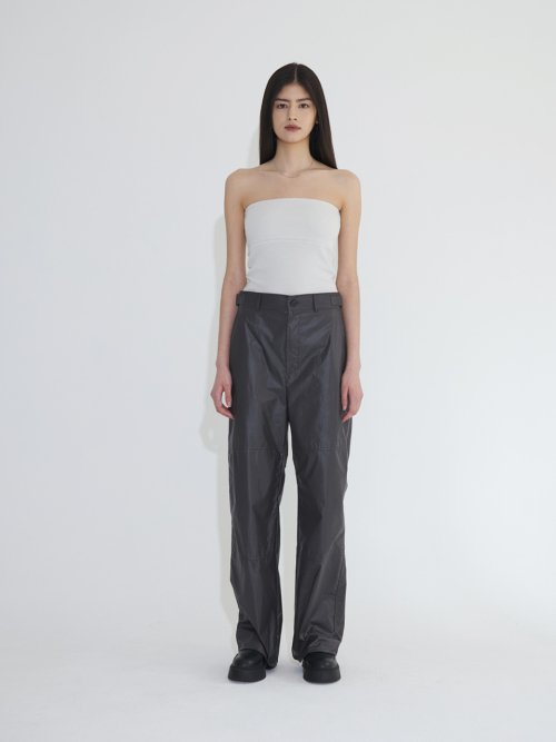 Coated nylon trousers - charcoal