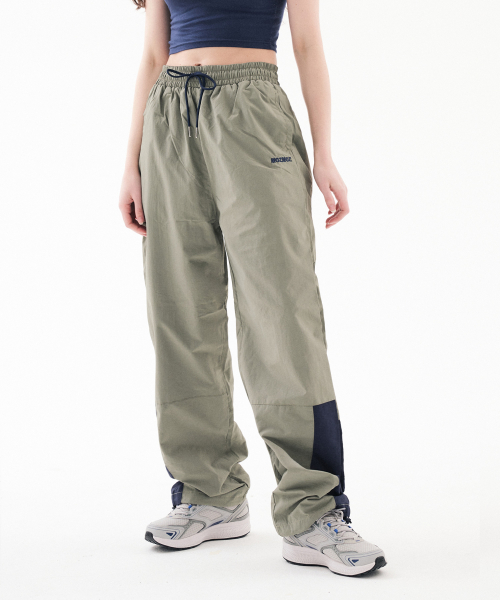 Нейлоновые треники с контрастными завязками (Khaki Grey)