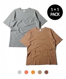 [패키지]스티치로고 백 엠브로이더리 세미 오버핏 반팔 티셔츠