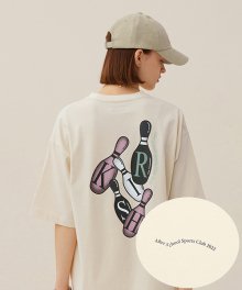키르시 스포츠 볼링 그래픽 숏 슬리브 티셔츠 [아이보리]